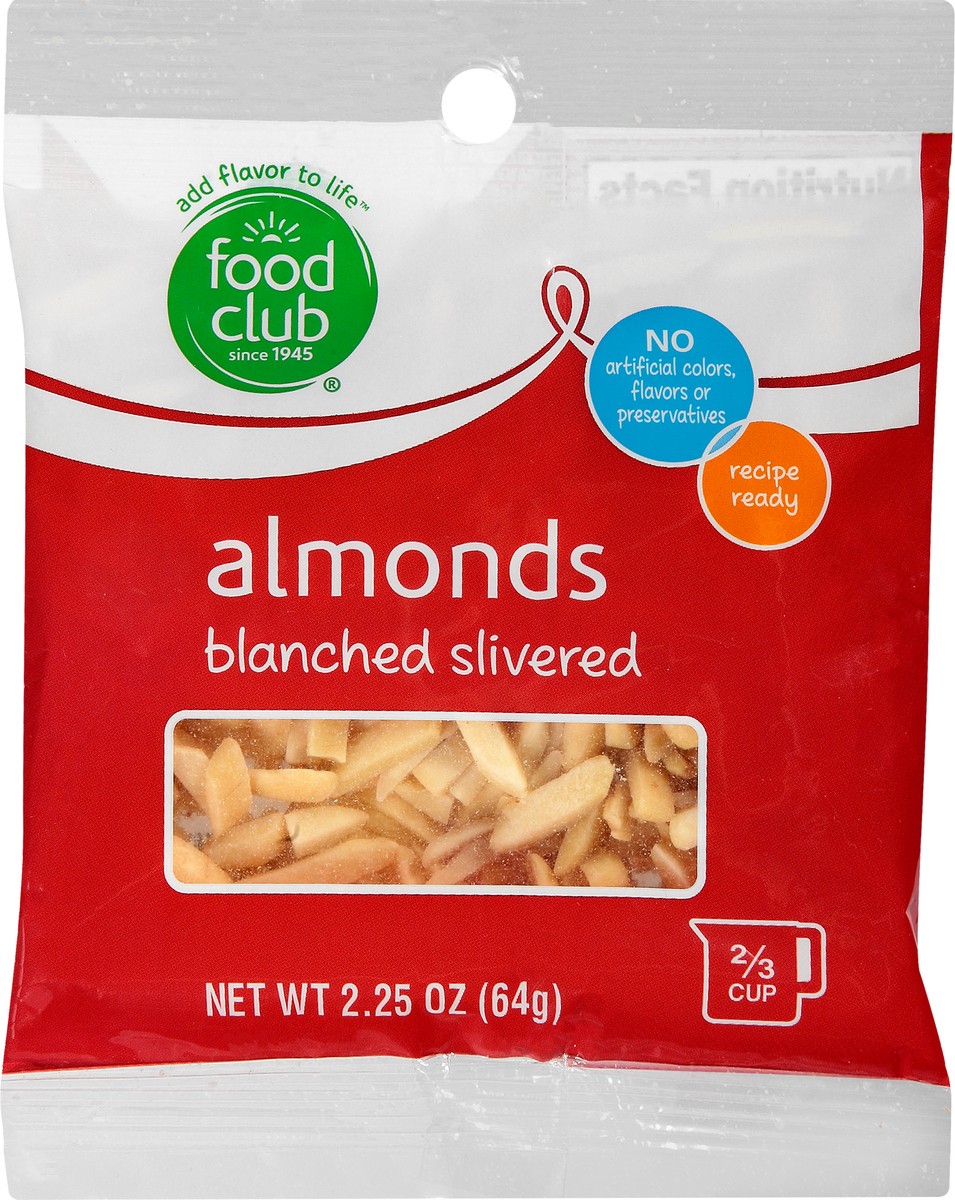 slide 9 of 10, Food Club Blanched Slivered Almonds, 2.25 oz