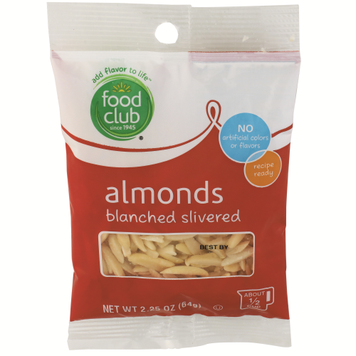 slide 1 of 1, Food Club Blanched Slivered Almonds, 2.25 oz