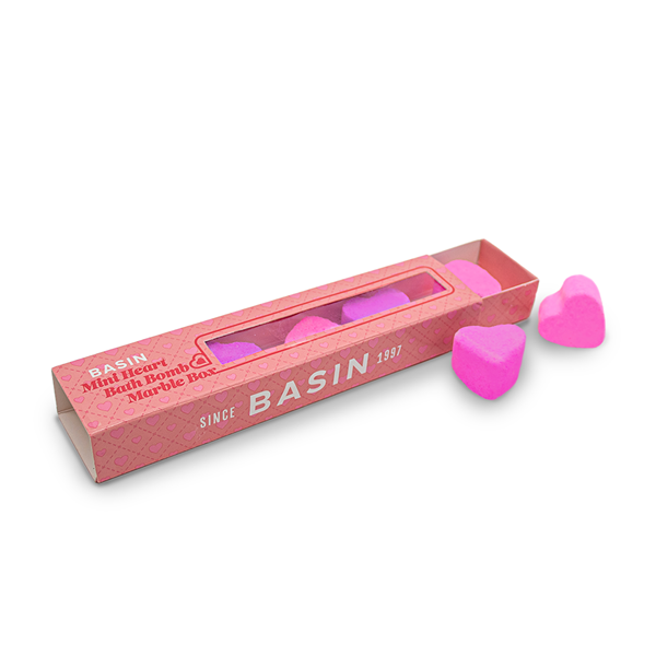 slide 1 of 1, Basin Mini Heart Bath Bomb Marble Box, 1 ct
