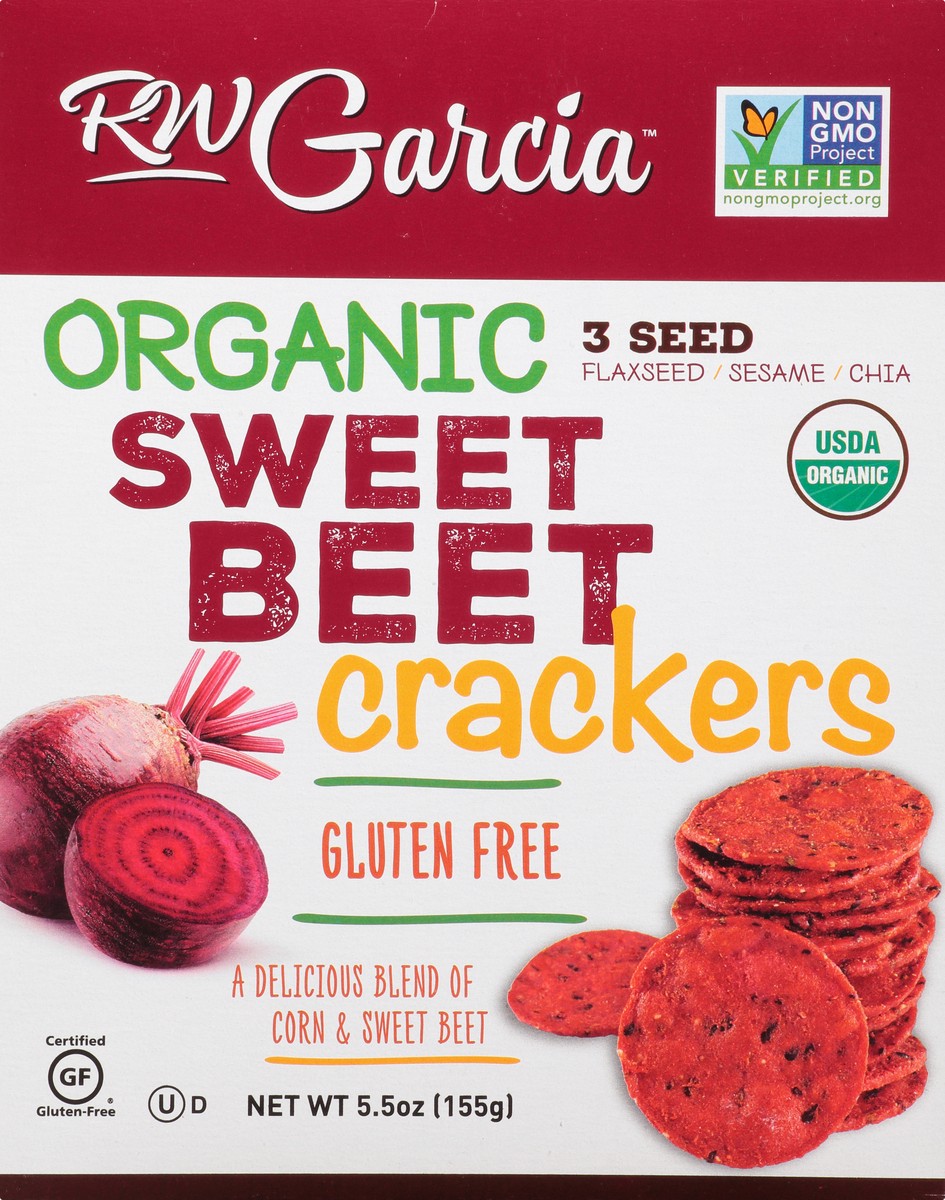 slide 11 of 13, RW Garcia Gluten Free Organic 3 Seed Sweet Beet Crackers 5.5 oz, 5.5 oz