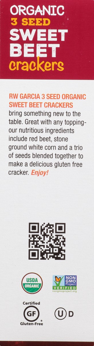 slide 13 of 13, RW Garcia Gluten Free Organic 3 Seed Sweet Beet Crackers 5.5 oz, 5.5 oz