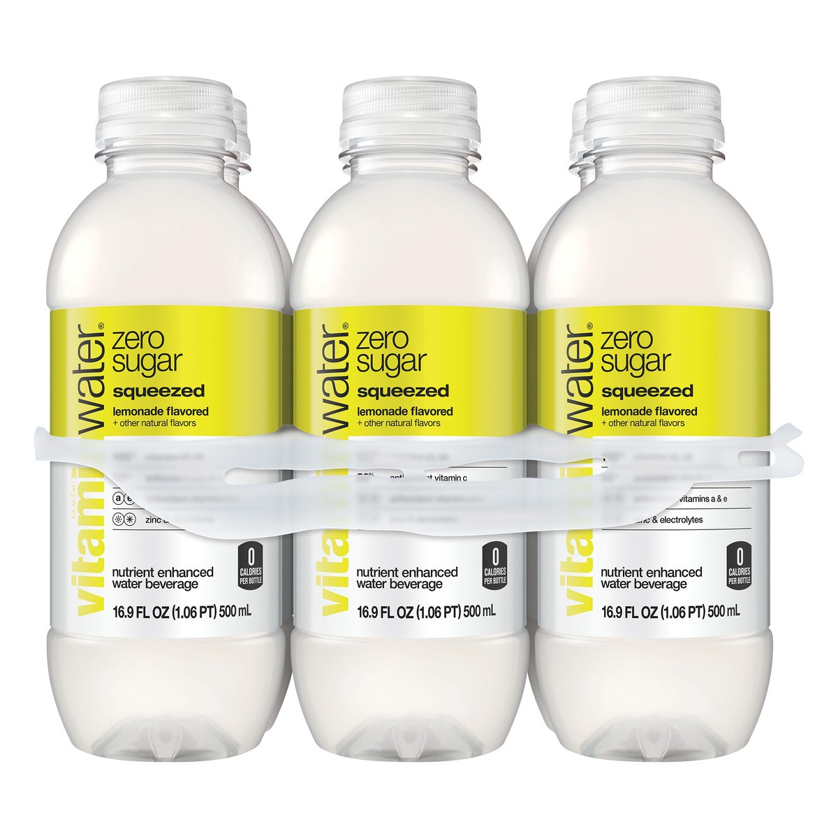 slide 1 of 3, vitaminwater Zero Sugar Squeezed Lemonade Flavored Nutrient Enhanced Water Beverage 6 ea, 6 ct