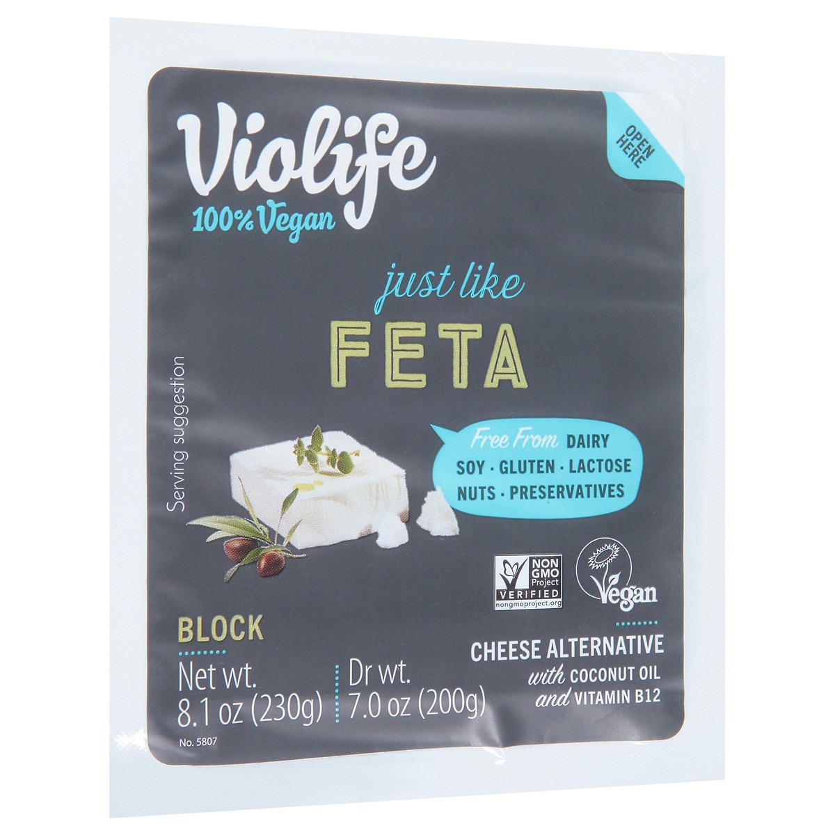 slide 8 of 9, Violife Just like Feta, Dairy-Free Vegan, 8.1 oz Block, Tray (Refrigerated), 7.05 oz