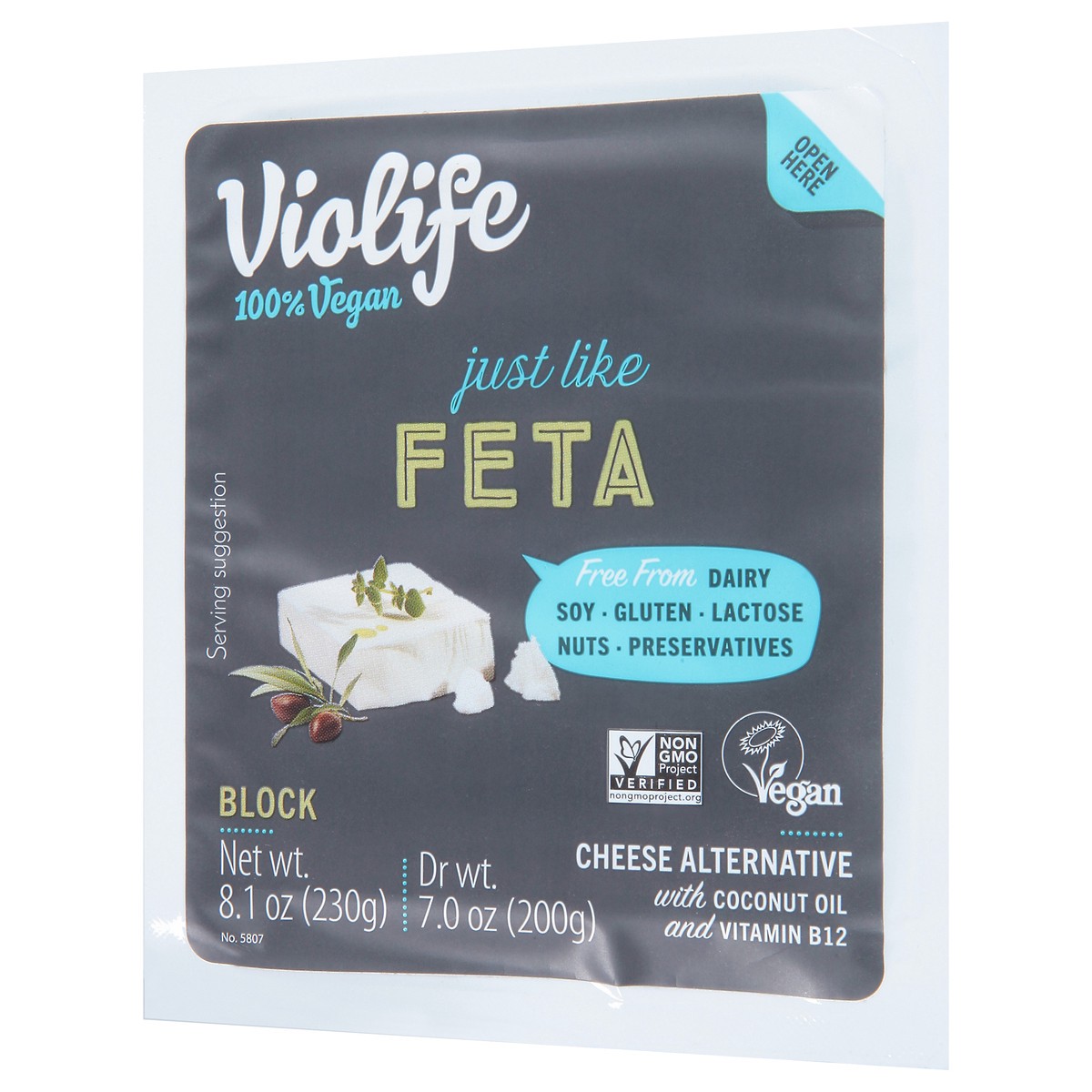 slide 7 of 9, Violife Just like Feta, Dairy-Free Vegan, 8.1 oz Block, Tray (Refrigerated), 7.05 oz