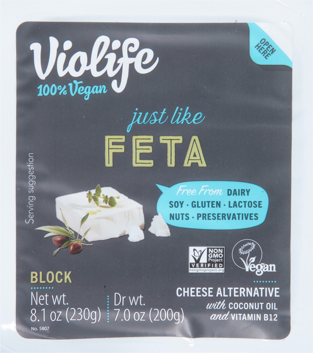 slide 9 of 9, Violife Just like Feta, Dairy-Free Vegan, 8.1 oz Block, Tray (Refrigerated), 7.05 oz