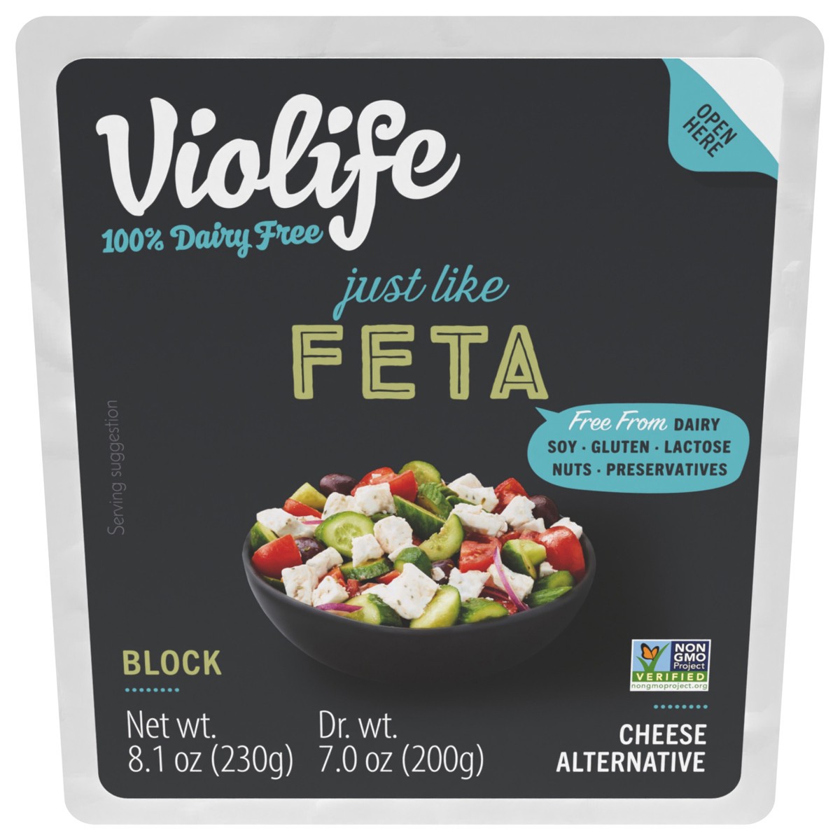 slide 1 of 9, Violife Just like Feta, Dairy-Free Vegan, 8.1 oz Block, Tray (Refrigerated), 7.05 oz