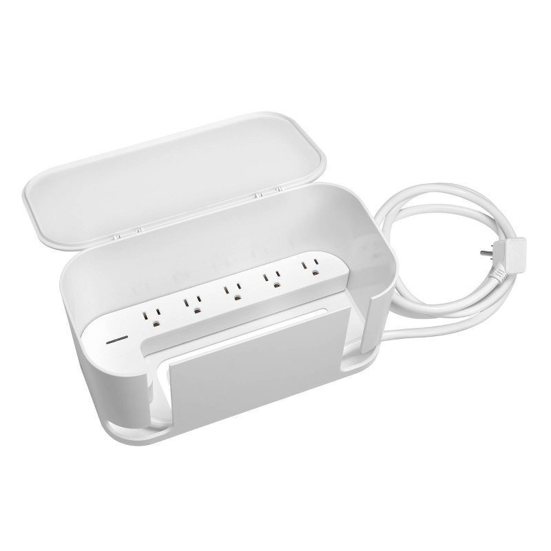 slide 1 of 11, Globe Electric Cord Management Box - White, 1 ct