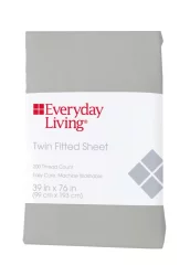 Everyday Living 200 Thread Count Cotton/Polyester Fitted Sheet - Quiet Gray