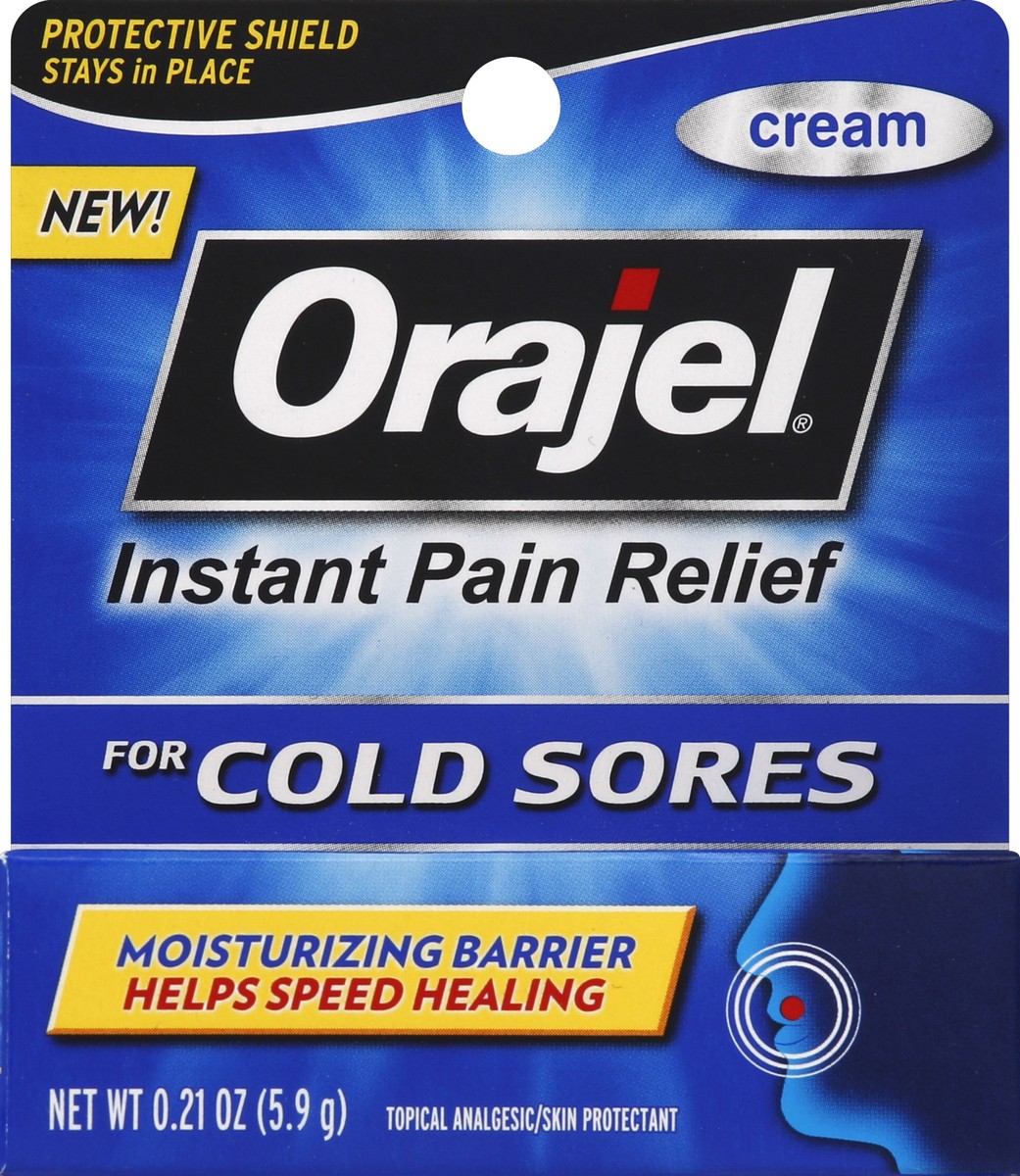 slide 5 of 6, Orajel Cold Sores Cream Topical Analgesic Skin Protectant, 0.21 oz