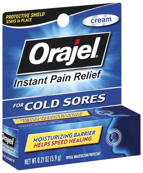 slide 1 of 6, Orajel Cold Sores Cream Topical Analgesic Skin Protectant, 0.21 oz