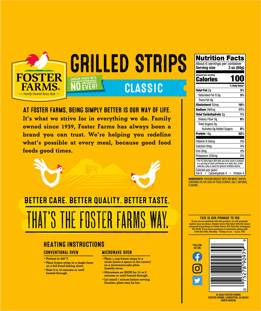 slide 2 of 3, Foster Farms Chicken Breast Grilled Strips - 20 oz, 20 oz