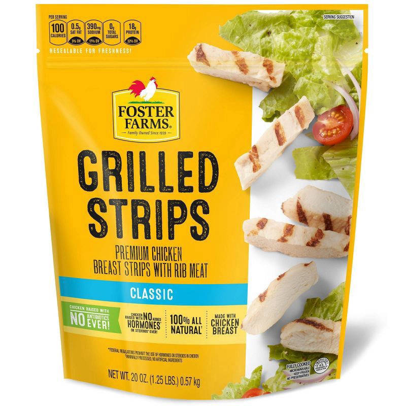 slide 1 of 3, Foster Farms Chicken Breast Grilled Strips - 20 oz, 20 oz