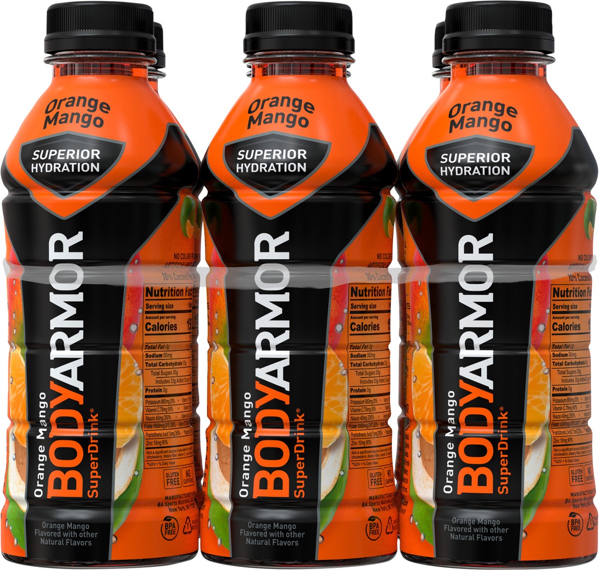 slide 4 of 12, BODYARMOR SuperDrink Orange Mango Bottles- 6 ct, 6 ct