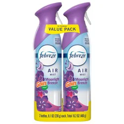 Febreze Air Mist, Air Freshener Spray, Odor Fighting Room Spray, Gain Moonlight Breeze Scent, 8.1oz, 2ct