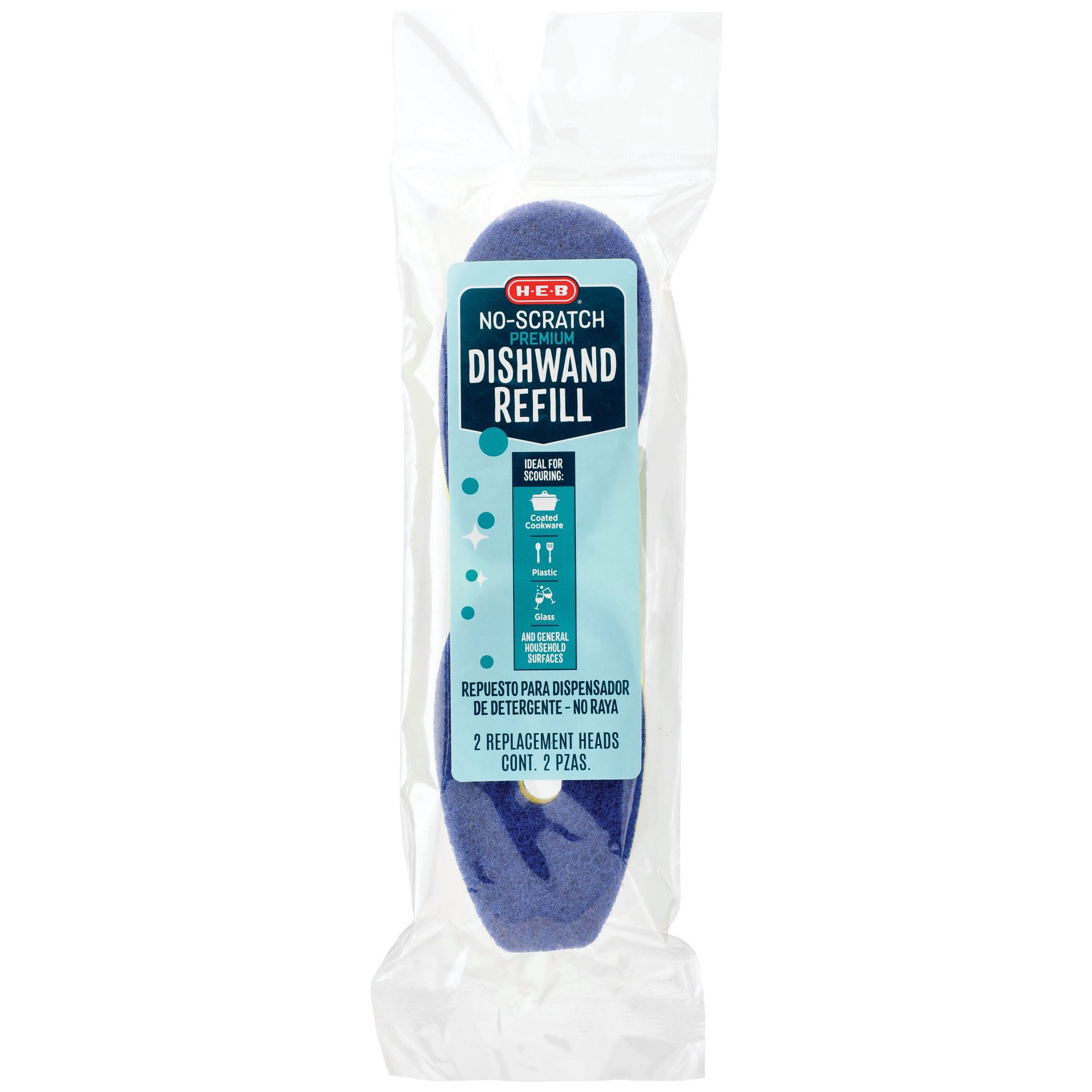 slide 1 of 1, H-E-B No-Scratch Premium Dishwand Refills, 2 ct