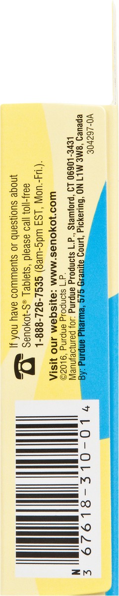 slide 4 of 7, Senokot-S Dual Action Natural Vegetable Laxative Ingredient Plus Stool Softener Tablets, Docusate Sodium, Senna Concentrate, Gentle, Overnight Relief From Occasional Constipation, 10 ct, 10 ct