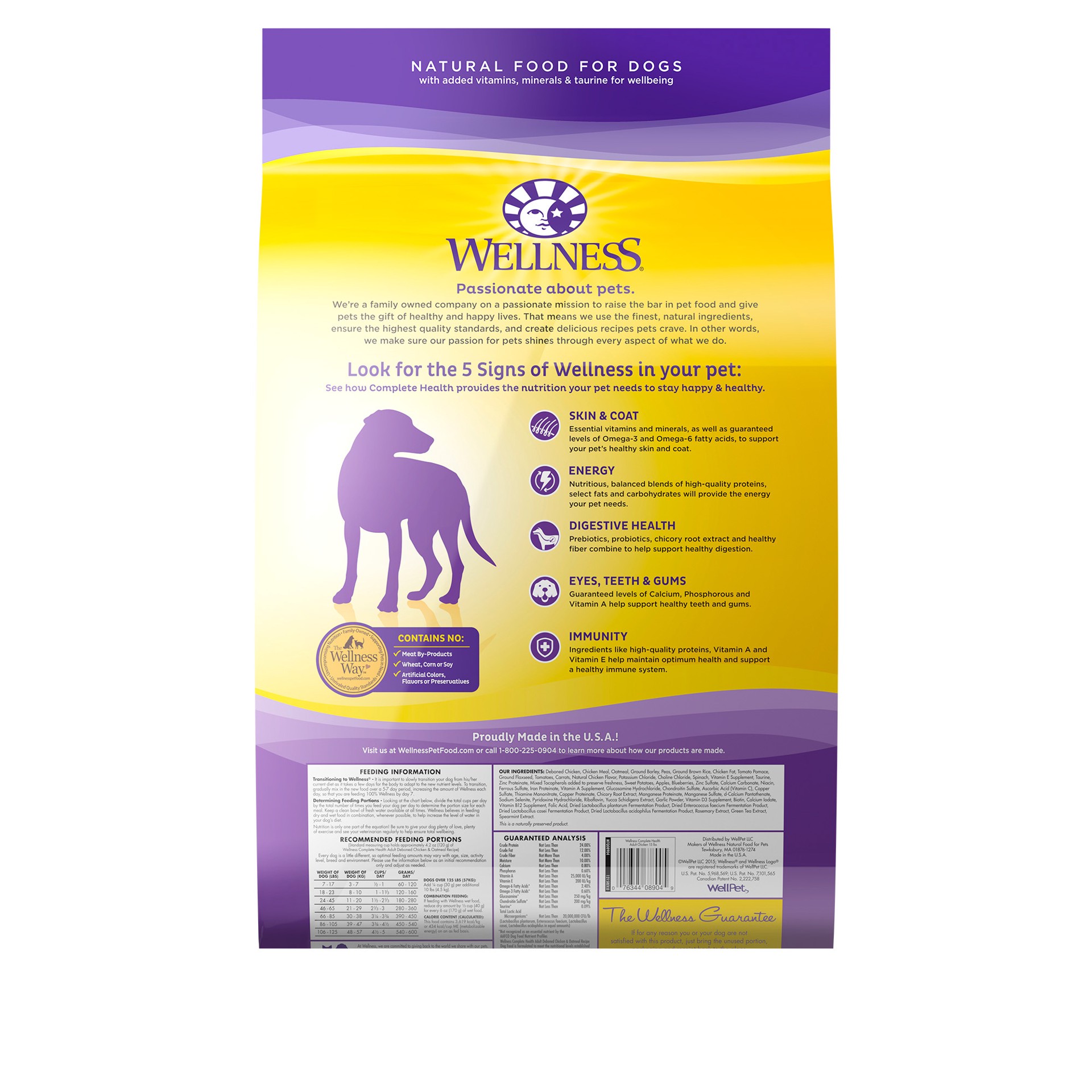 slide 3 of 5, Wellness Complete Health Natural Dry Dog Food, Chicken & Oatmeal, 15-Pound Bag, 1 ct