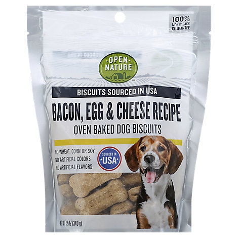 slide 1 of 1, Open Nature Dog Biscuits Bacon Egg & Cheese, 12 oz