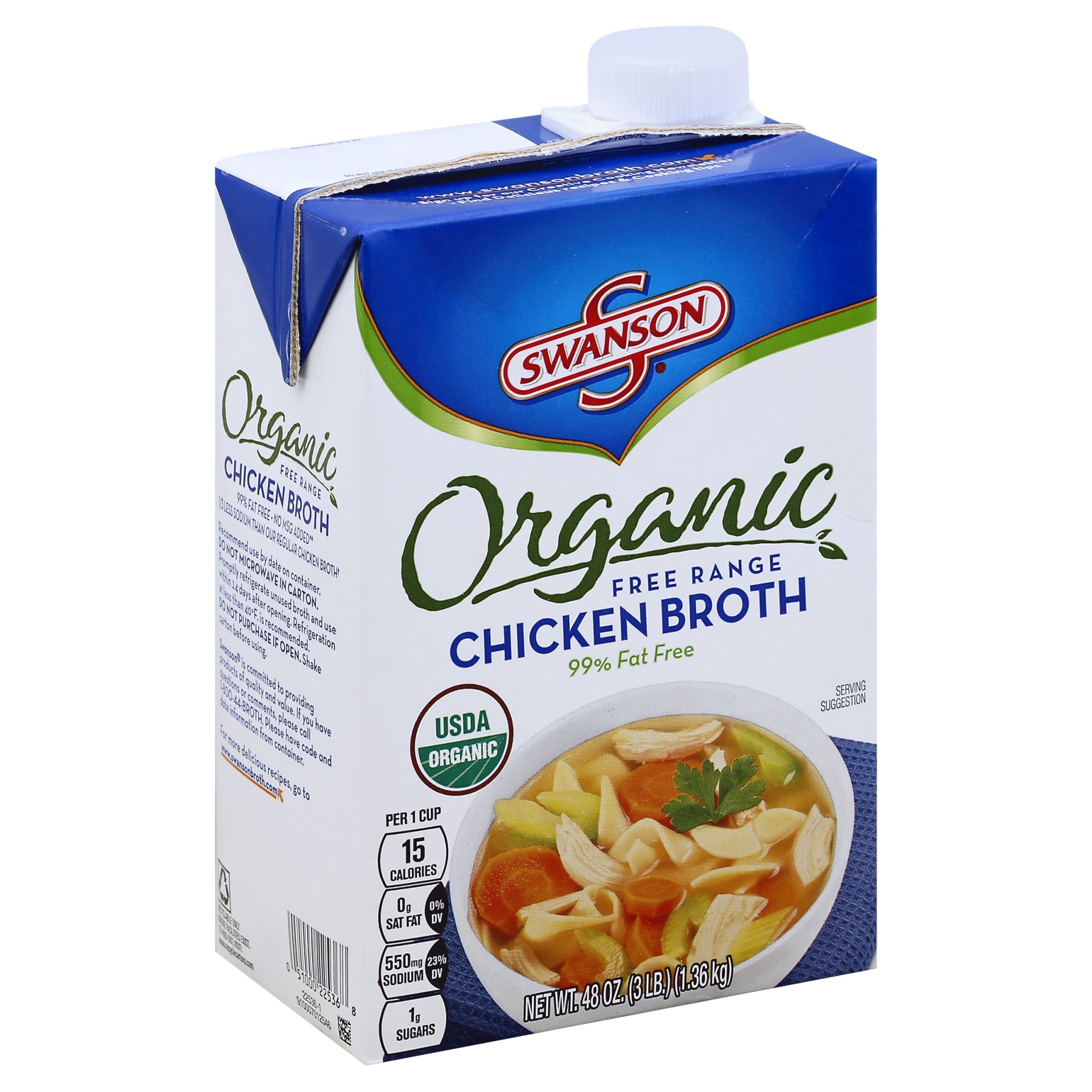 slide 1 of 1, Swanson Organic Free Range Chicken Broth, 48 oz