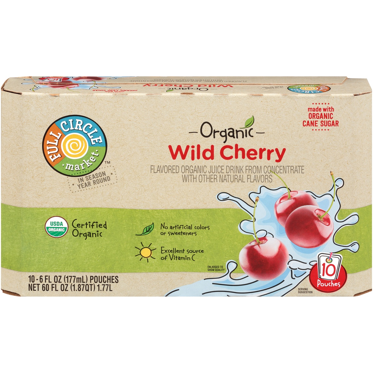 slide 1 of 6, Full Circle Market Wild Cherry Flavored Juice Drink, 10 ct; 6 fl oz