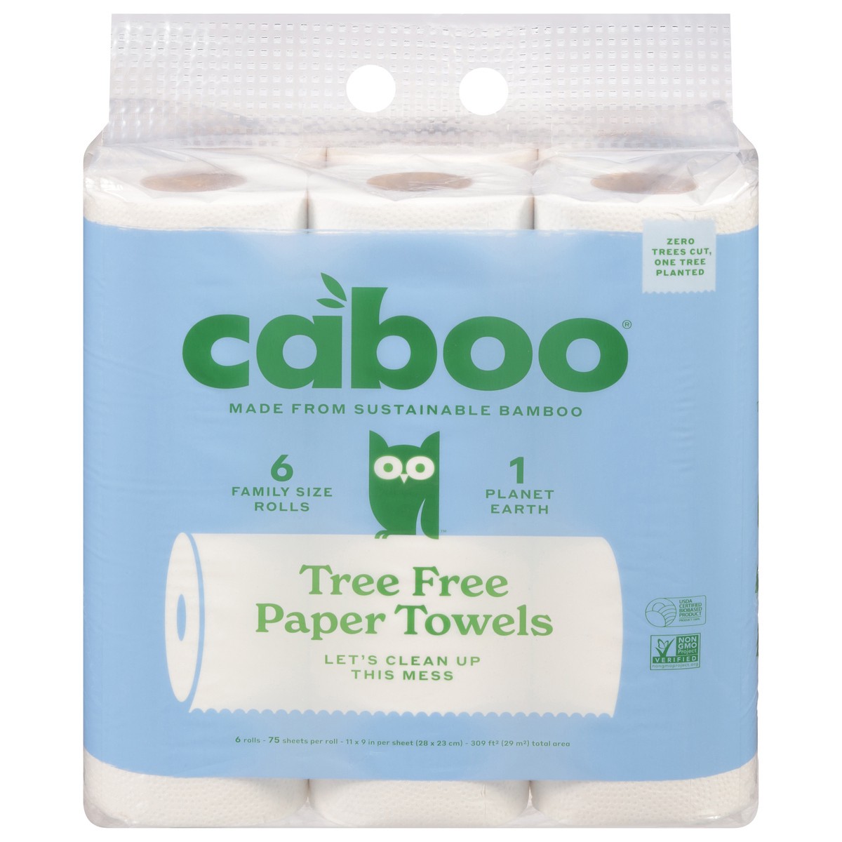 slide 3 of 4, Caboo Tree Free Paper Towels Family Size 6 - 75 Sheet Rolls, 6 ct