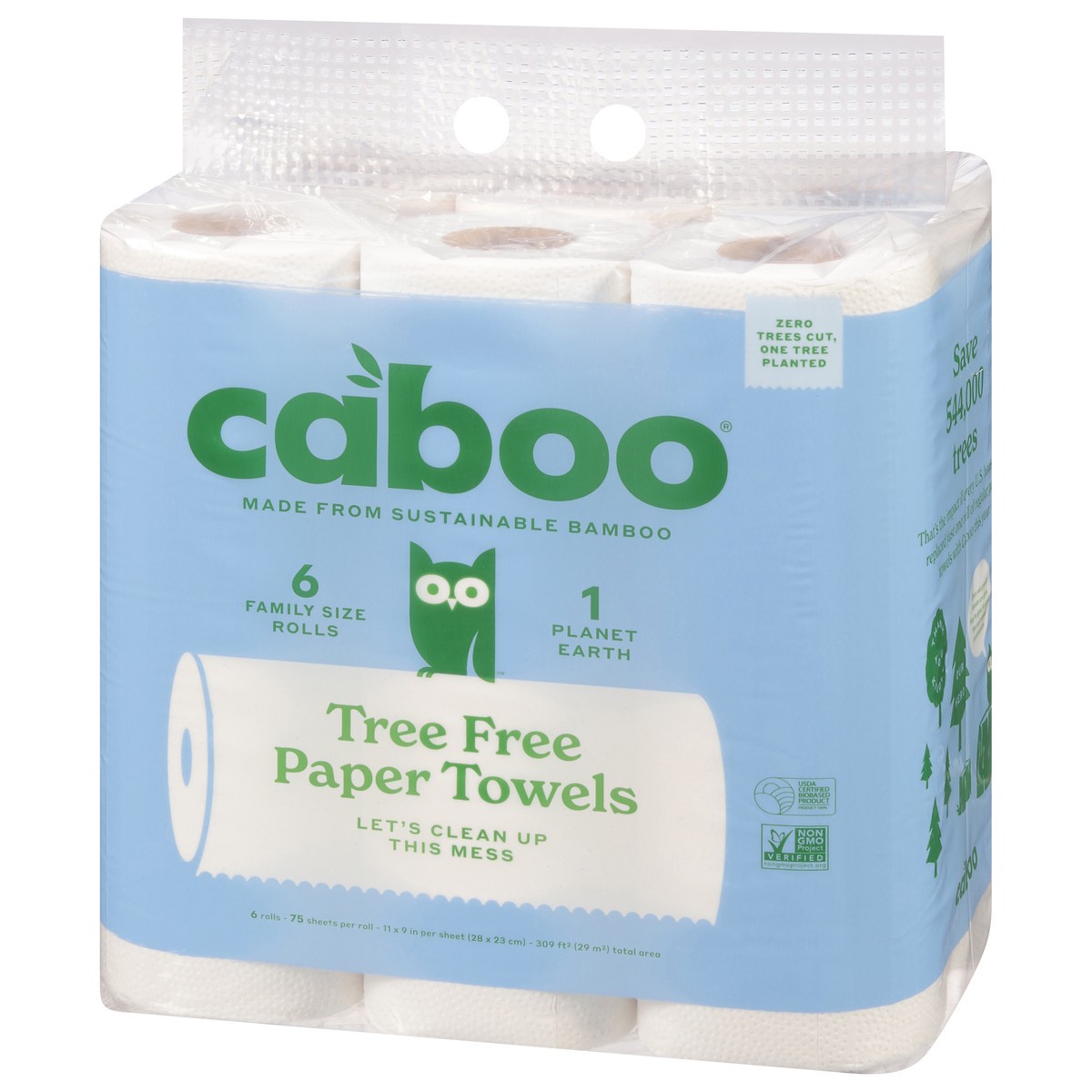 slide 2 of 4, Caboo Tree Free Paper Towels Family Size 6 - 75 Sheet Rolls, 6 ct