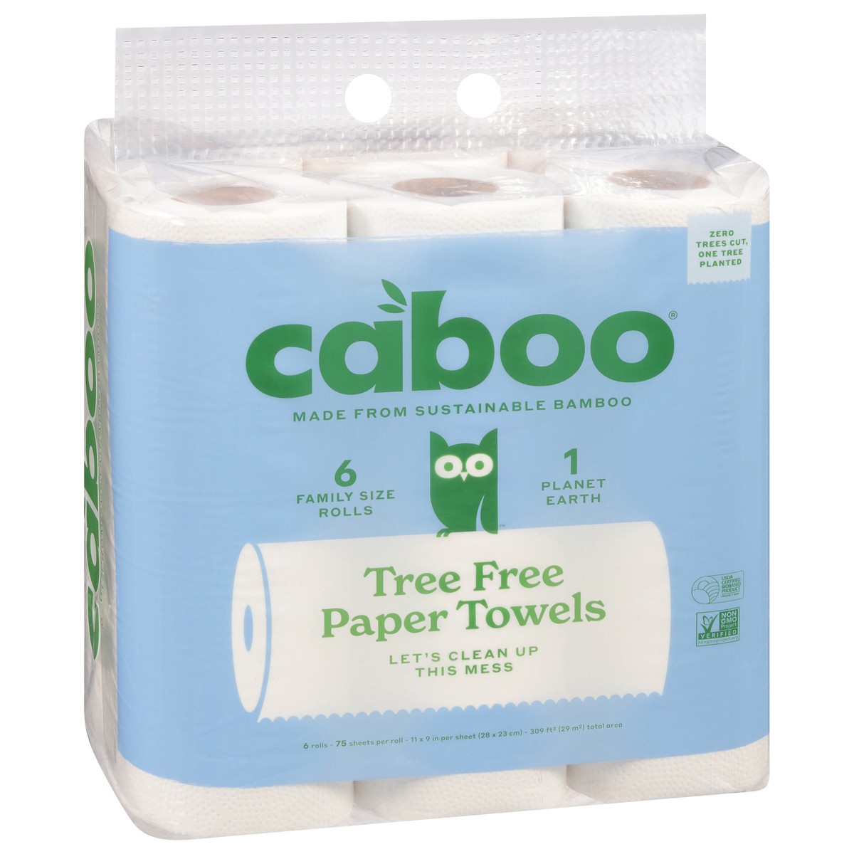 slide 4 of 4, Caboo Tree Free Paper Towels Family Size 6 - 75 Sheet Rolls, 6 ct