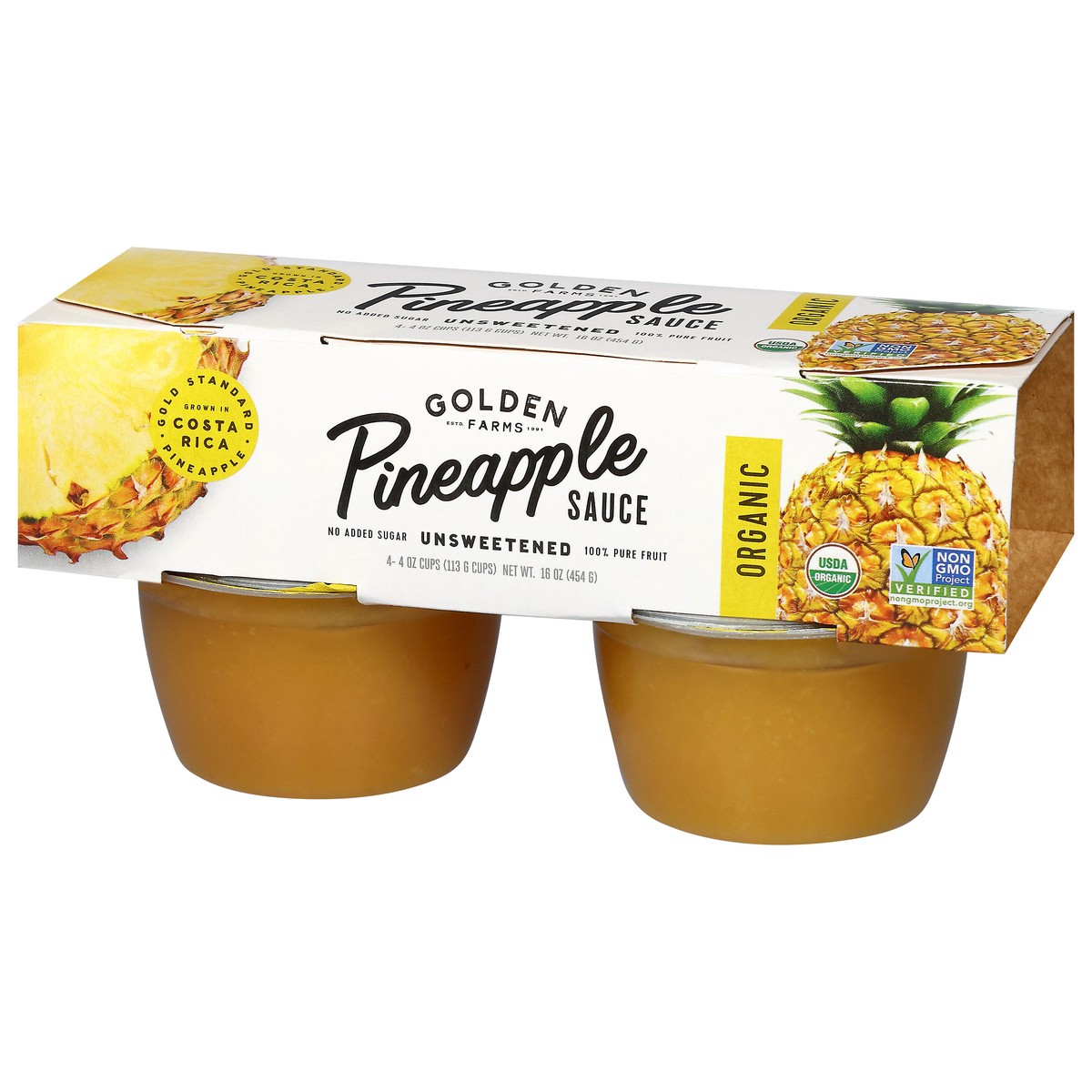 slide 15 of 15, Golden Farms Organic Unsweetened Pineapple Sauce 4 - 4 oz Cups, 4 ct