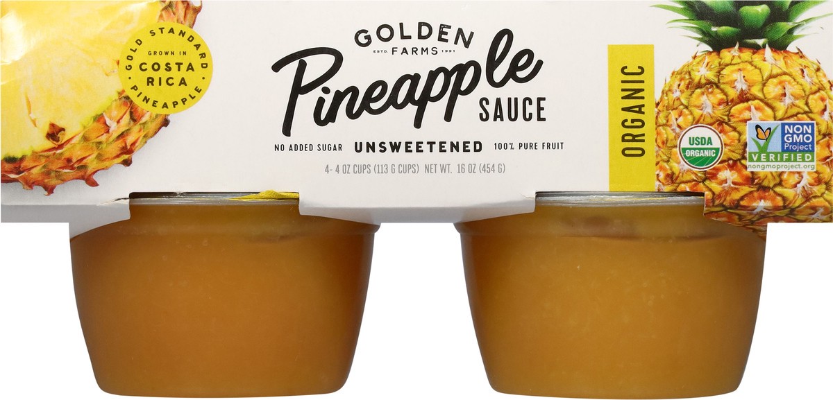 slide 3 of 15, Golden Farms Organic Unsweetened Pineapple Sauce 4 - 4 oz Cups, 4 ct