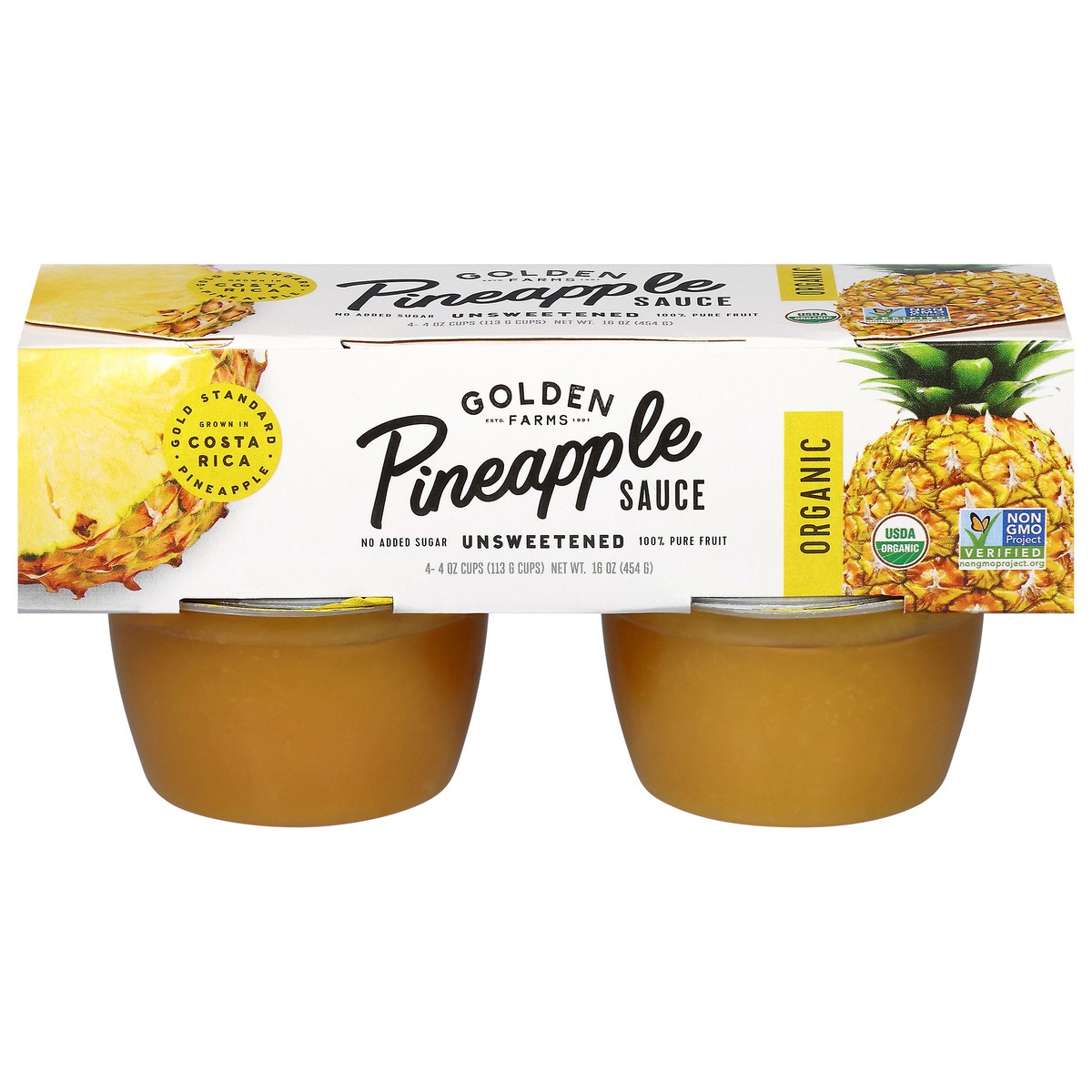 slide 6 of 15, Golden Farms Organic Unsweetened Pineapple Sauce 4 - 4 oz Cups, 4 ct