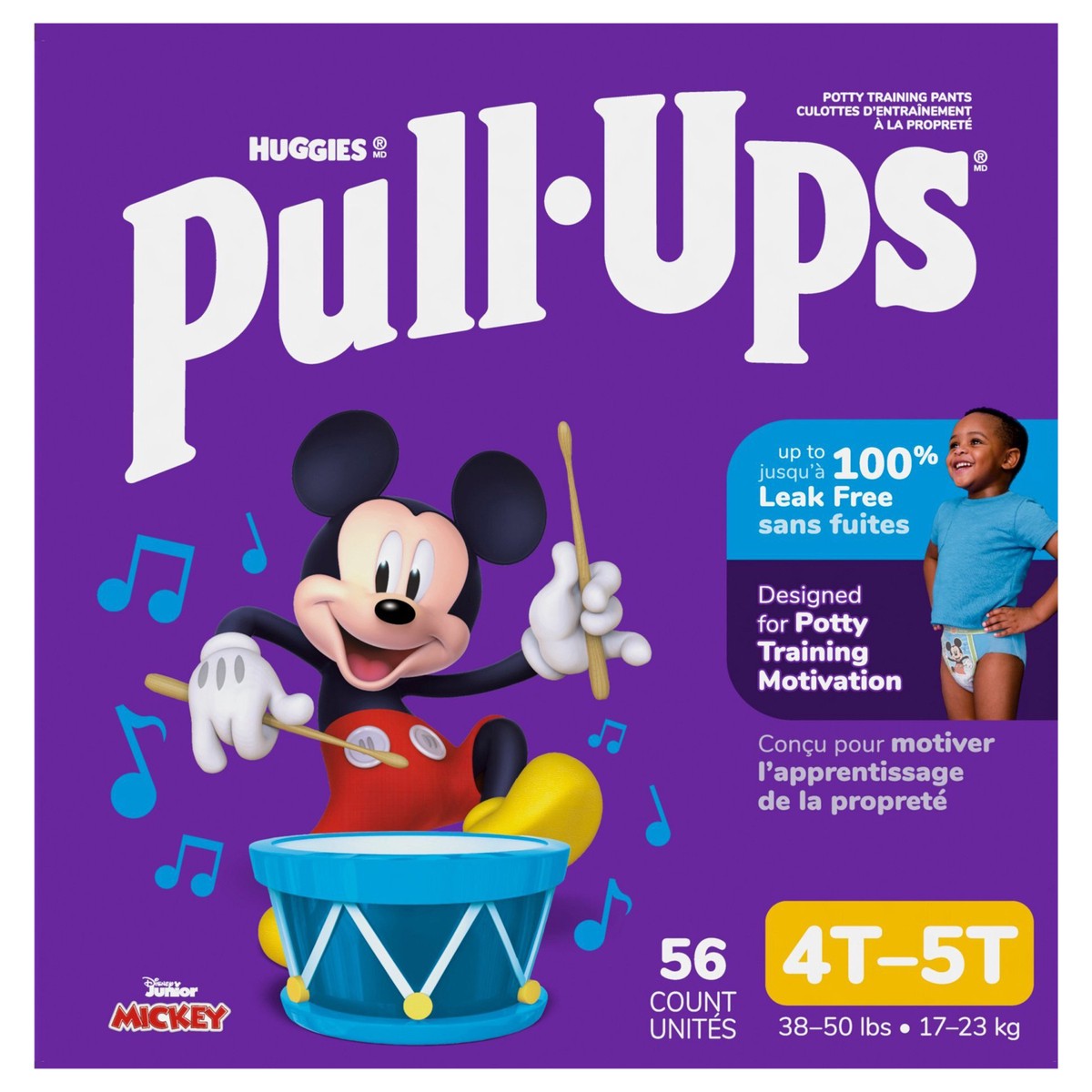 slide 1 of 9, Pull-Ups Boys' Potty Training Pants, 4T-5T (38-50 lbs), 56 Ct, 56 ct