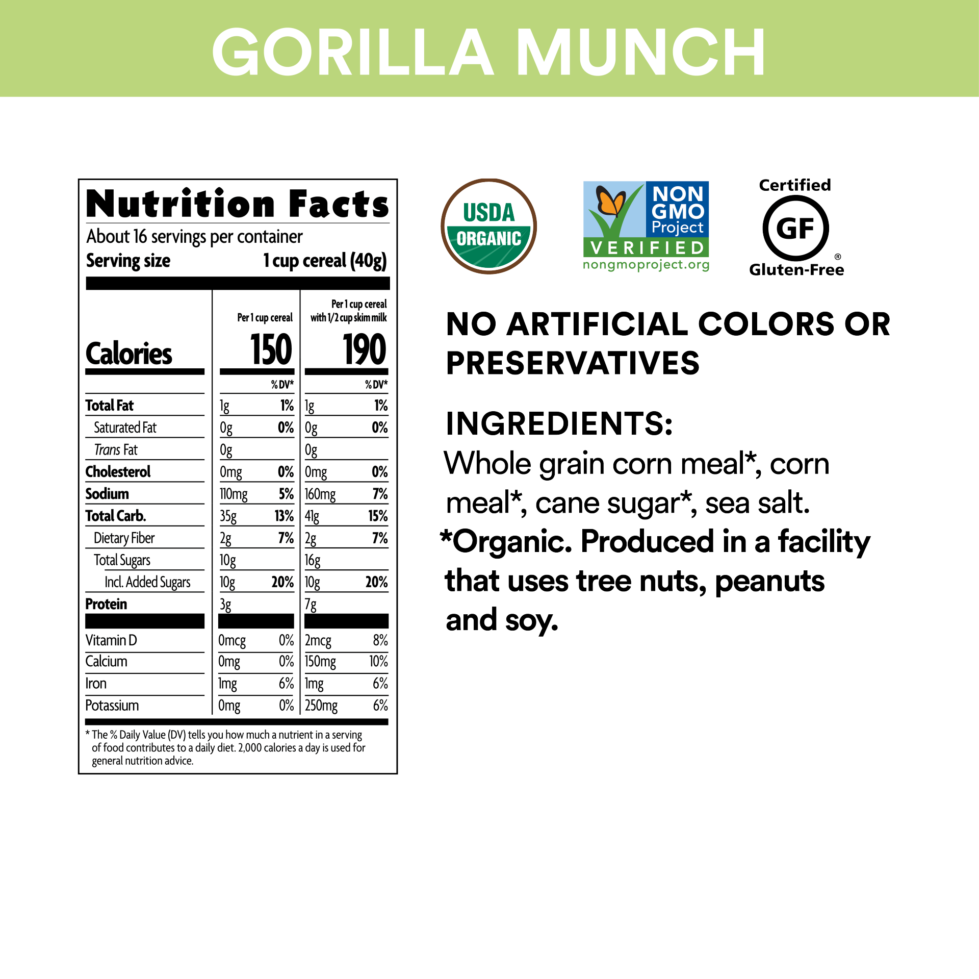 slide 5 of 7, EnviroKidz Nature's Path Envirokidz Organic Gorilla Munch Cold Cereal 23oz EcoPac Bag, 23 oz