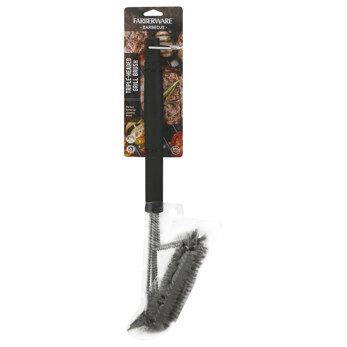 slide 7 of 9, Farberware BBQ Grill Brush Triple Head, 1 ct