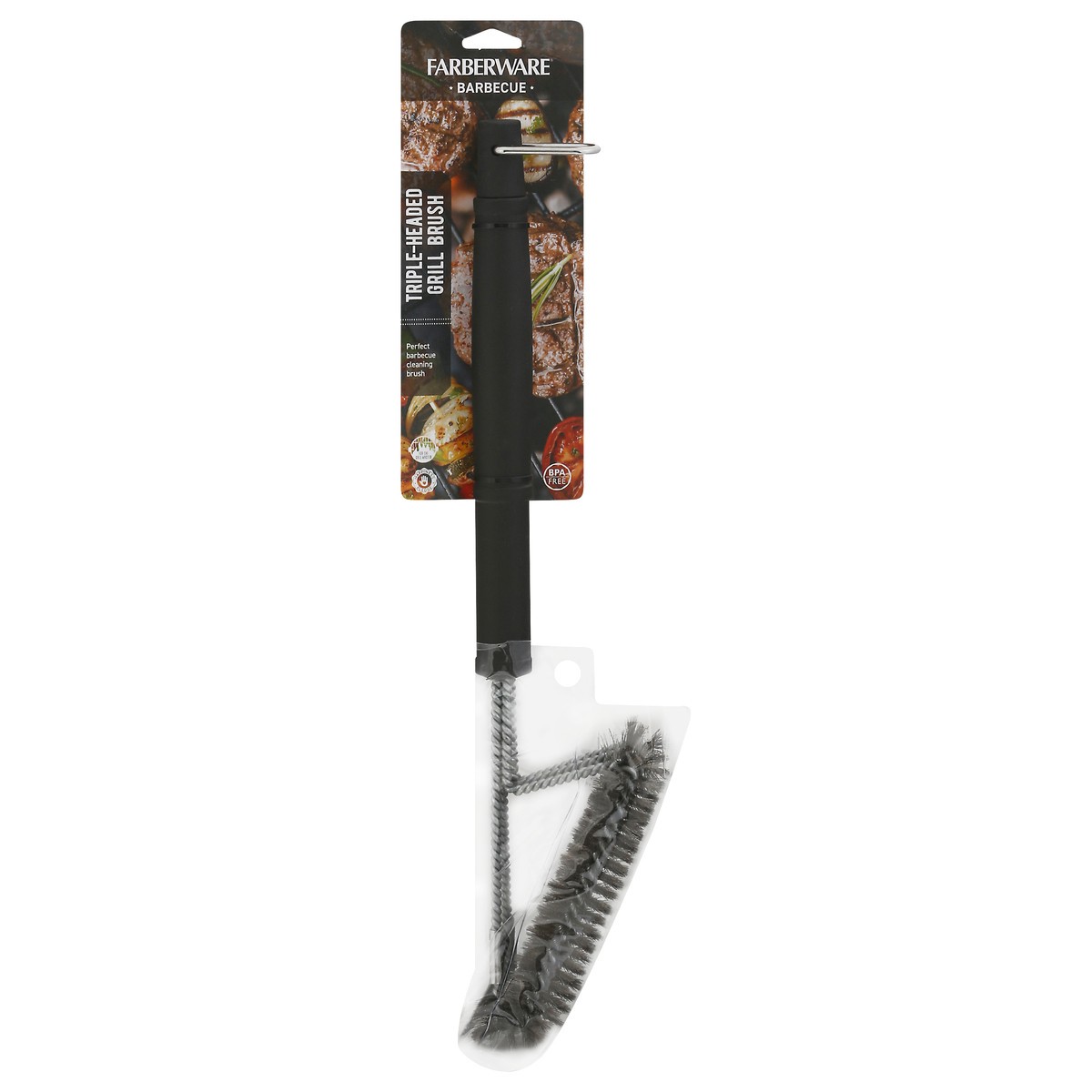 slide 1 of 9, Farberware BBQ Grill Brush Triple Head, 1 ct