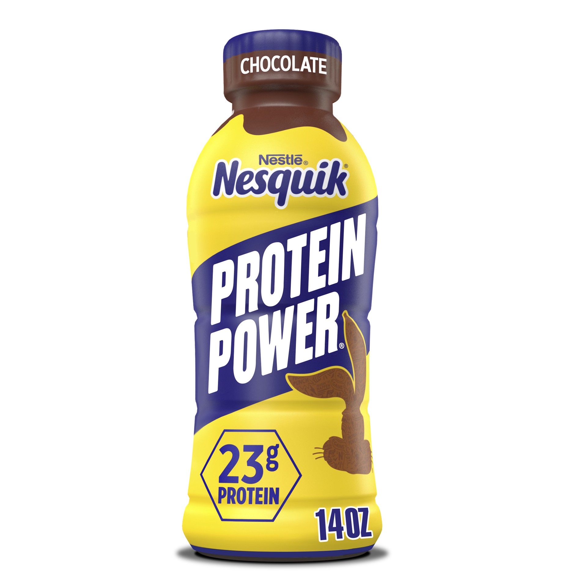 slide 1 of 7, Nesquik Protein Power, Chocolate Protein Milk Beverage, 23g Protein per Bottle, Ready to Drink, 14 oz Bottle, 14 oz