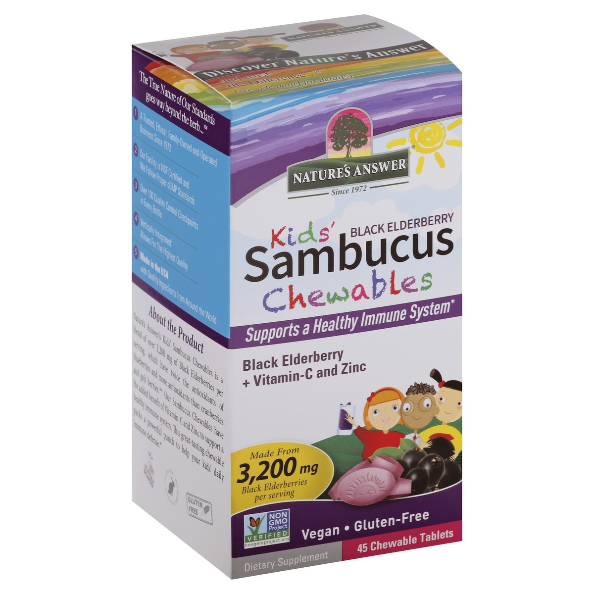 slide 6 of 9, Nature's Answer Kids Sambucus Black Elderberry Chewables, 45 ct