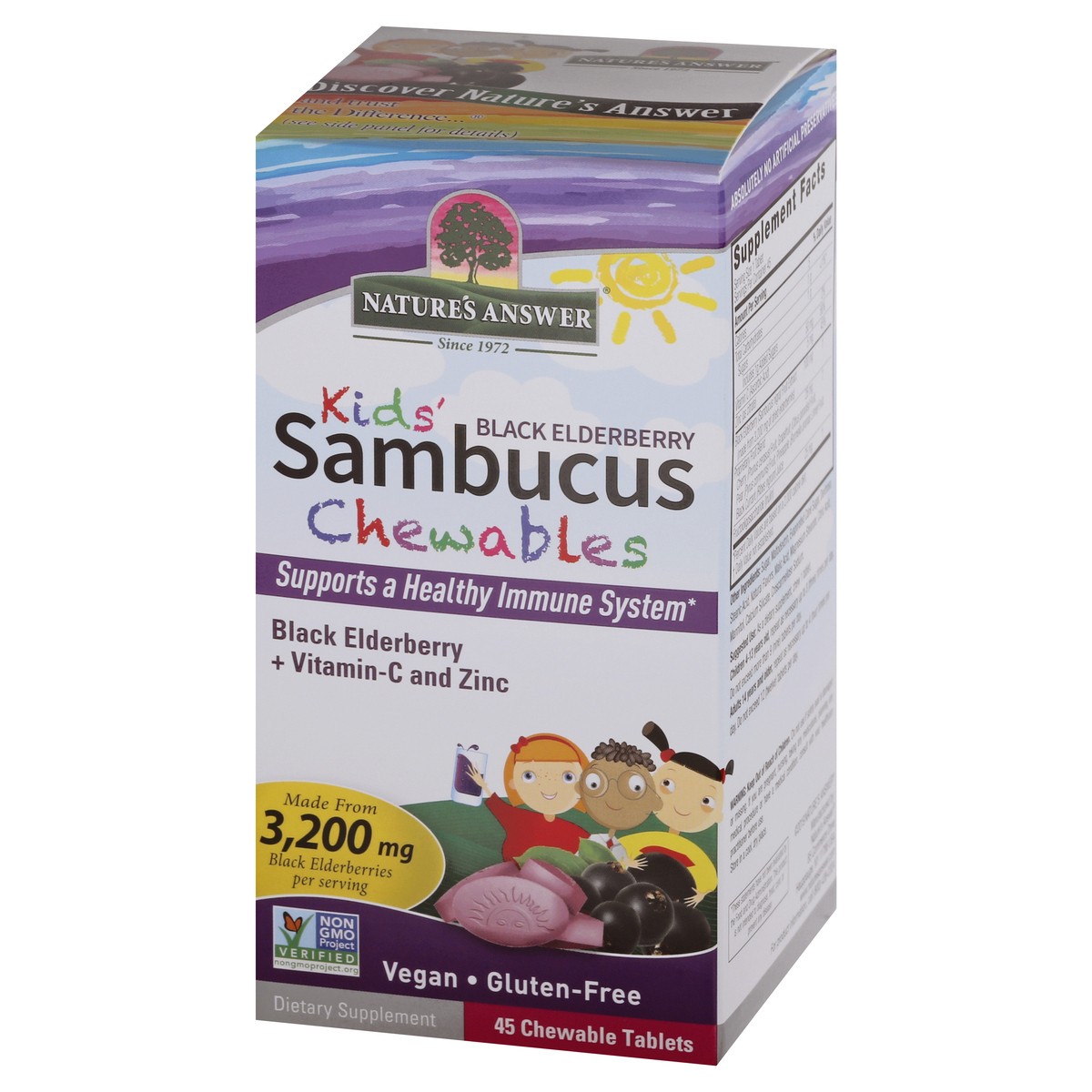 slide 7 of 9, Nature's Answer Kids Sambucus Black Elderberry Chewables, 45 ct