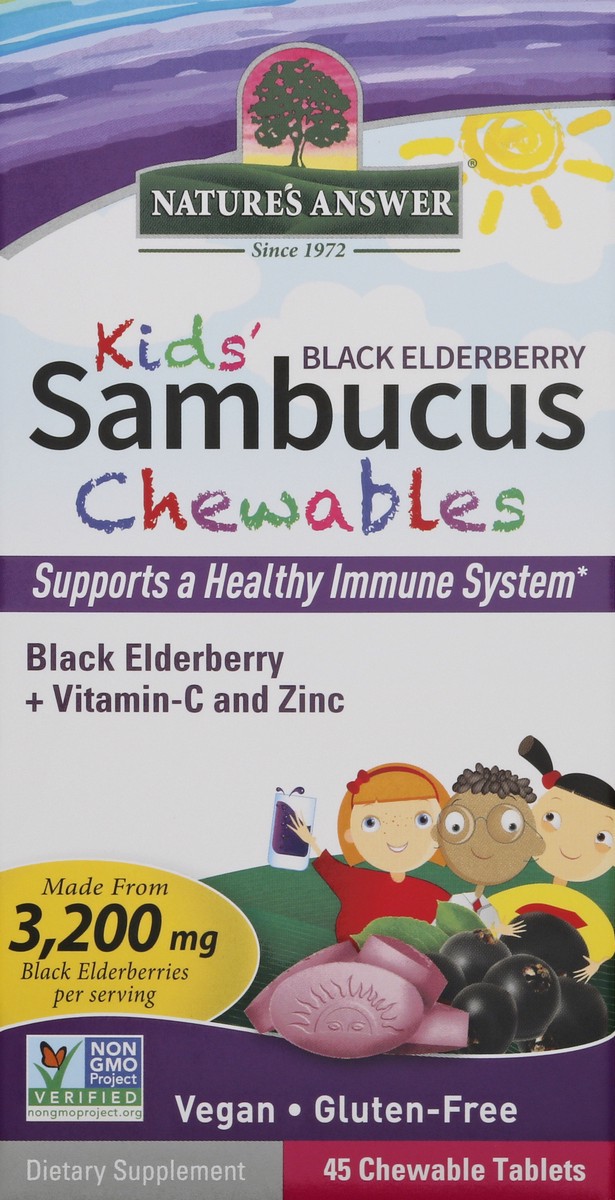 slide 4 of 9, Nature's Answer Kids Sambucus Black Elderberry Chewables, 45 ct