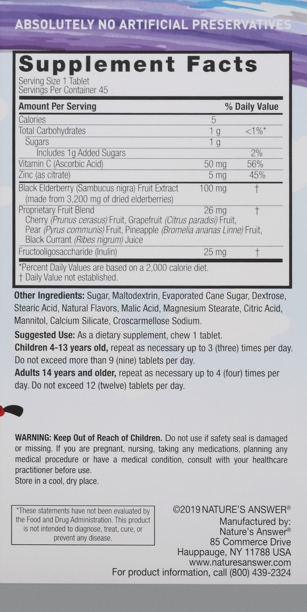 slide 3 of 9, Nature's Answer Kids Sambucus Black Elderberry Chewables, 45 ct