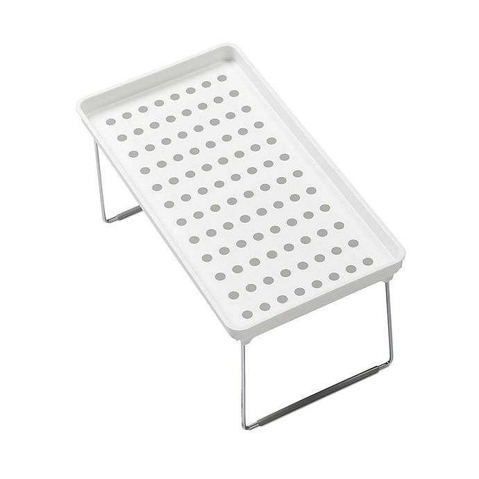 slide 1 of 6, madesmart Dots Medium Stacking Cabinet Shelf - White/Grey, 1 ct