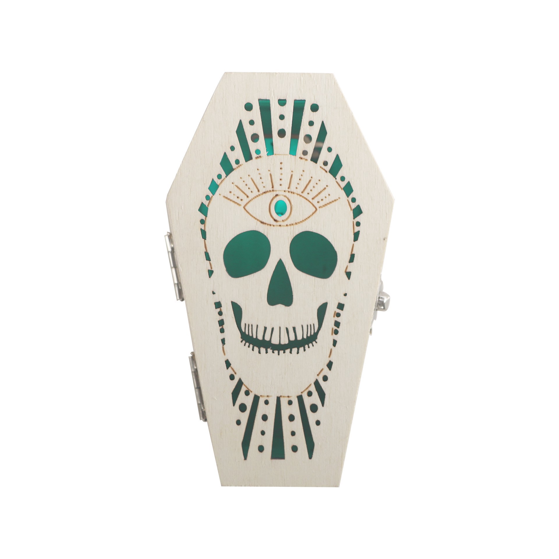 slide 3 of 4, Mini Skull With Eye Coffin Diy Led Wood Decor By Make Market, 2.3 in x 1.5 in x 4.4 in