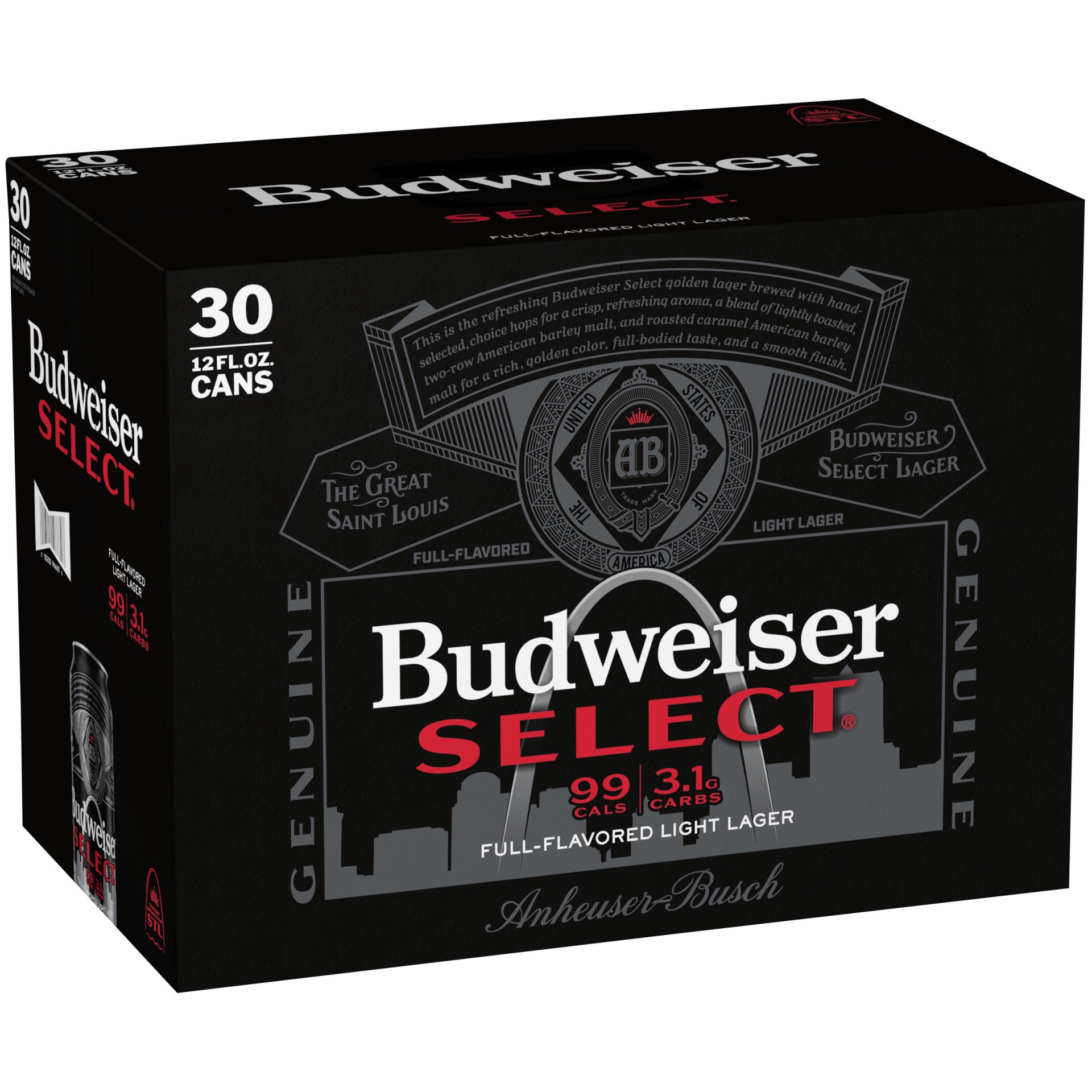 slide 1 of 1, Budweiser Select Golden Lager Beer 30 ea, 30 ct