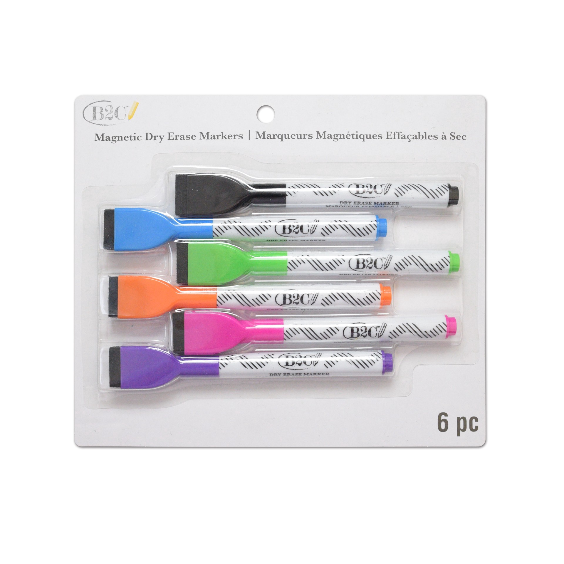 slide 3 of 4, 6 Color Magnetic Dry Erase Markers By B2c, 6 markers