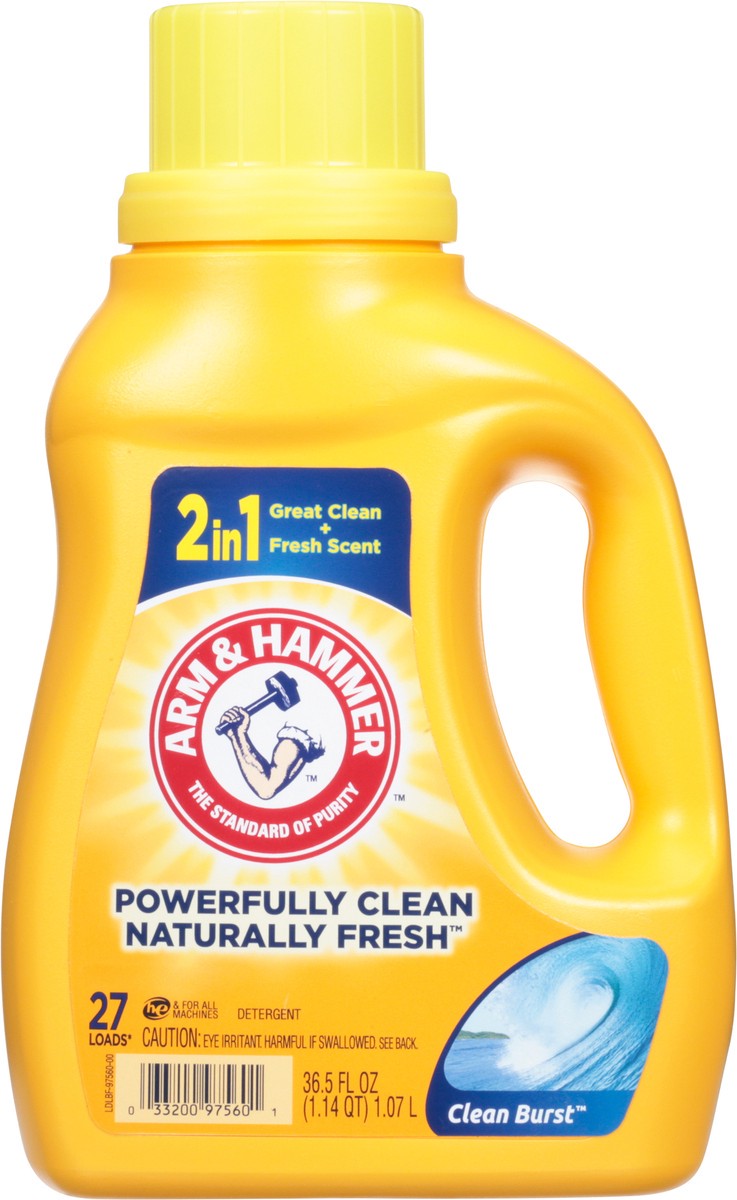 slide 7 of 13, ARM & HAMMER Clean Burst, 21 Loads Liquid Laundry Detergent, 33.5 Fl oz, 36.5 fl oz