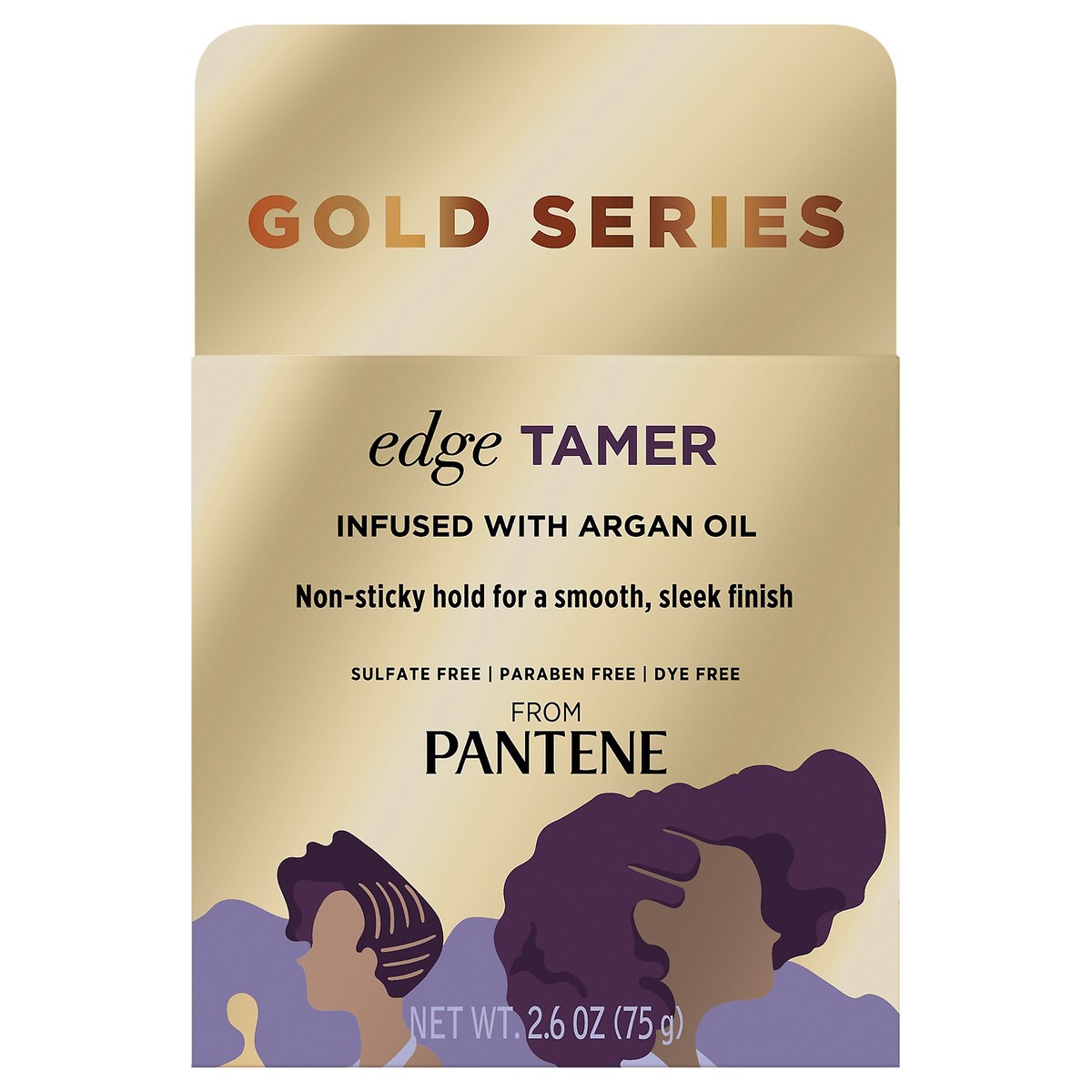 slide 2 of 11, Pantene Gold Series from Pantene Sulfate-Free Edge Tamer Treatment with Argan Oil, Non-Sticky Edge Control, 2.6 fl oz, 2.6 oz