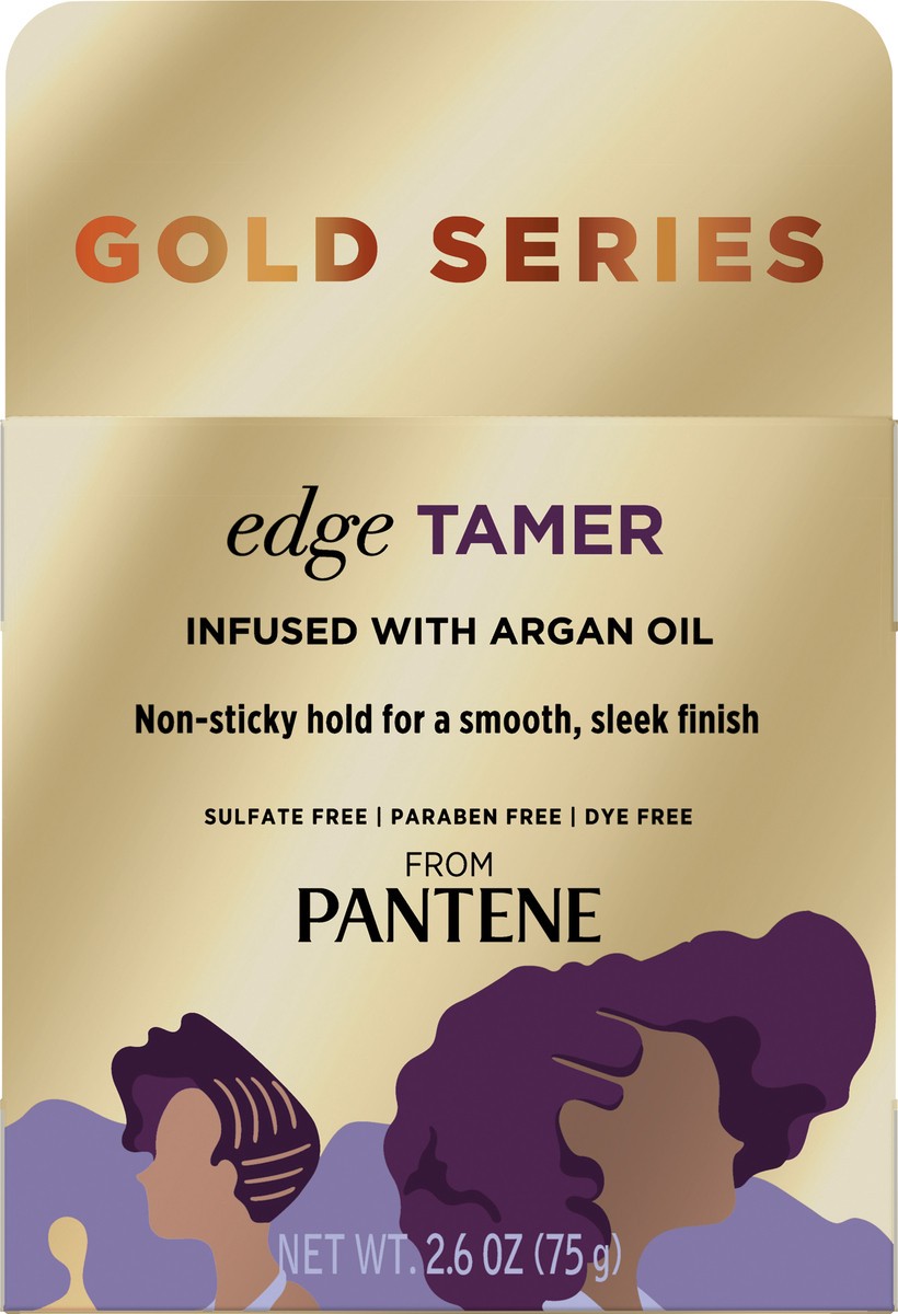 slide 3 of 11, Pantene Gold Series from Pantene Sulfate-Free Edge Tamer Treatment with Argan Oil, Non-Sticky Edge Control, 2.6 fl oz, 2.6 oz