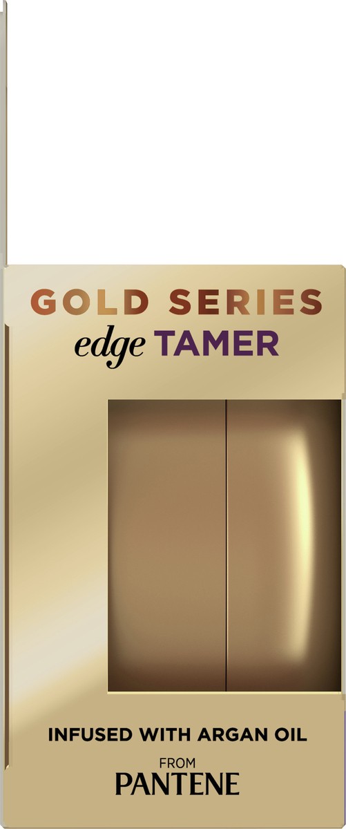 slide 4 of 11, Pantene Gold Series from Pantene Sulfate-Free Edge Tamer Treatment with Argan Oil, Non-Sticky Edge Control, 2.6 fl oz, 2.6 oz