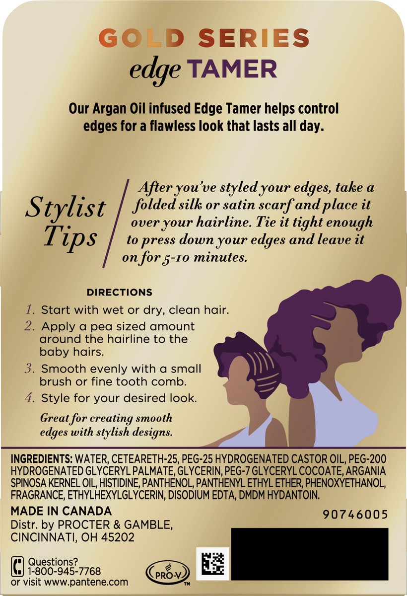 slide 7 of 11, Pantene Gold Series from Pantene Sulfate-Free Edge Tamer Treatment with Argan Oil, Non-Sticky Edge Control, 2.6 fl oz, 2.6 oz