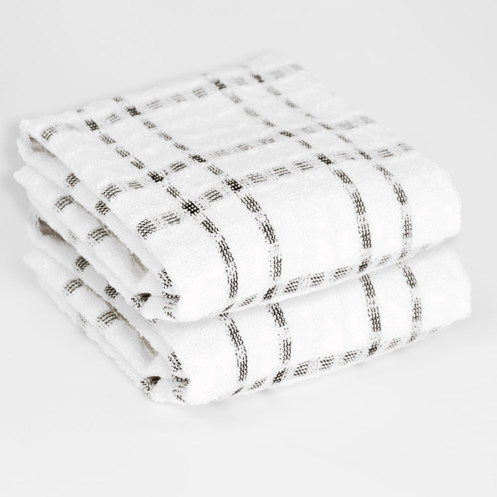 slide 3 of 3, Everyday Living Grid Kitchen Towels - Black, 2 ct