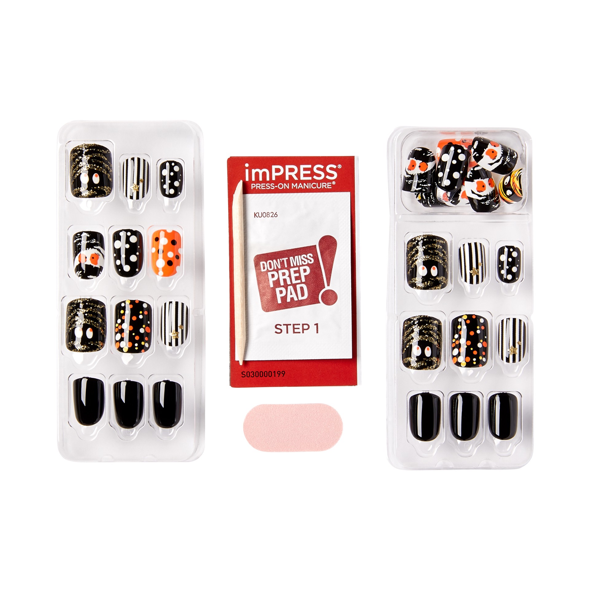 slide 4 of 5, imPRESS Halloween Press-on Nails, ‘Bone appetit'', 30 Count, 1 ct